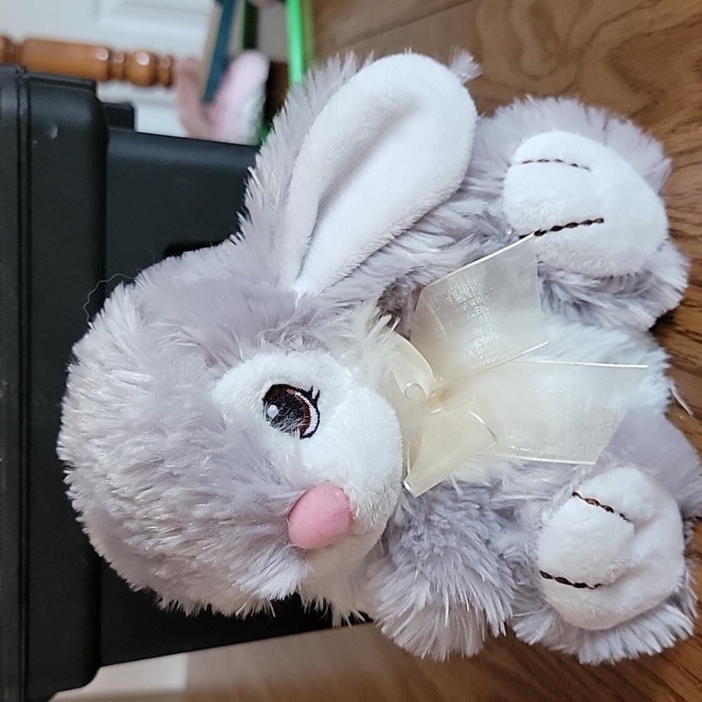Dan Dee Bunny Rabbit Plush Gray White Stuffed Animal Sewn Eyes Easter 7"